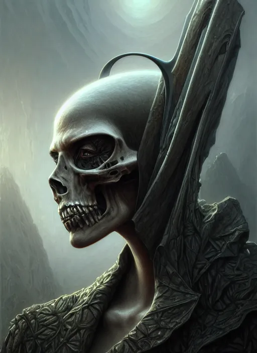 Image similar to closeup portrait shot of a grim reaper in a scenic dystopian environment, intricate, elegant, highly detailed, centered, digital painting, artstation, concept art, smooth, sharp focus, illustration, artgerm, tomasz alen kopera, peter mohrbacher, donato giancola, joseph christian leyendecker, wlop, boris vallejo