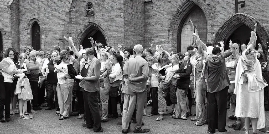 Image similar to church people welcoming photograph