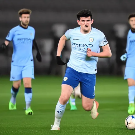 Prompt: Harry Maguire as a Manchester City soccer player