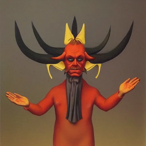 Image similar to satan, by Raphael Hopper, and Rene Magritte. Extremely Highly detailed, Occult, funny, humorous, ((funny)), humor, magical, trending on artstationHQ