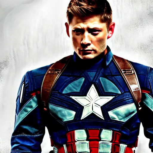 Prompt: Jensen Ackles as Captain America, 4K, highly detailed