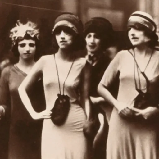 Image similar to Communist States of America, 1920s newsreel footage, communist flappers, Chicago, Communist USA