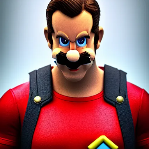 Image similar to super mario as ryan reynolds, highly detailed, extremely high quality, hd, 4 k, 8 k, canon 3 0 0 mm, professional photographer, 4 0 mp, lifelike, top - rated, award winning, realistic, detailed lighting, detailed shadows, sharp, no blur, edited, corrected, trending