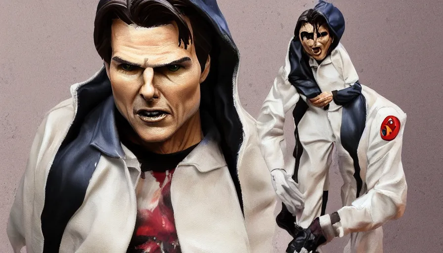 Image similar to hand painted figurine of tom cruise as ghostface from scream, hyperdetailed, artstation, cgsociety, 8 k