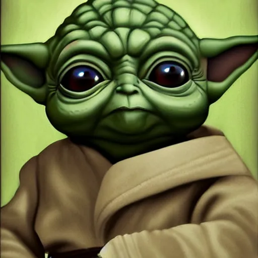 Image similar to baby yoda in world war ii digital art painting