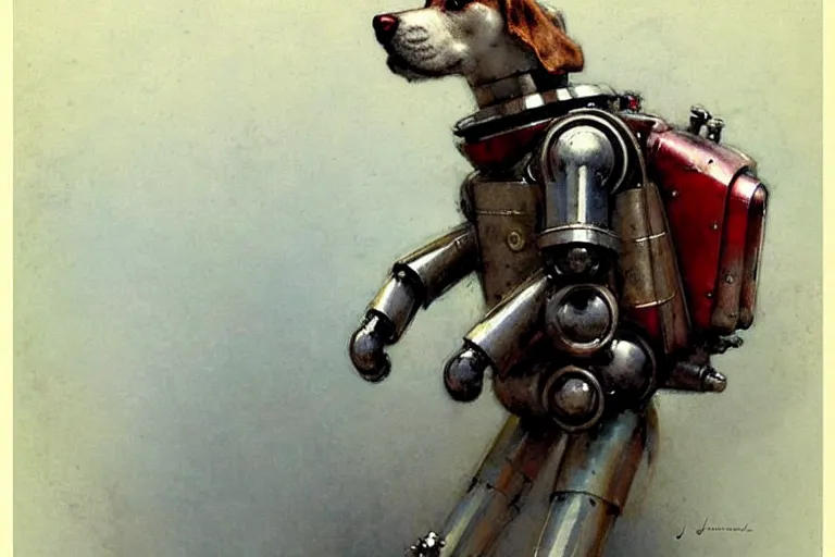 Image similar to adventurer ( ( ( ( ( 1 9 5 0 s retro future robot android dog. muted colors. ) ) ) ) ) by jean baptiste monge!!!!!!!!!!!!!!!!!!!!!!!!! chrome red