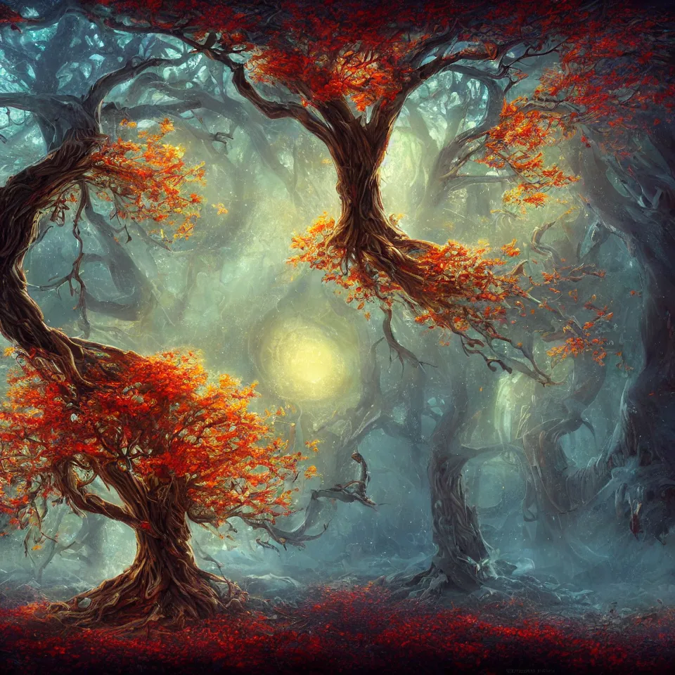 Prompt: tree of life, beautiful autumn spirit, digital art, concept art, fantasy art, highly detailed, hd wallpaper, artstation, deviantart, abeyance