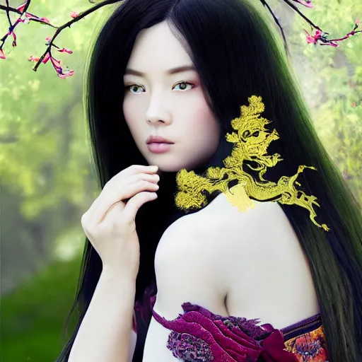 Prompt: a pretty chinese prince, long black hair, elegant, intricate backlit, incredible lighting, strong rim light, subsurface scattering, epic beautiful landscape, cherry trees, highly detailed, god rays, digital painting, by Heise Jinyao, Heise-Lian Yan Fang, Feimo, Rossdraws, HDRI, vivid colors, high contrast, 8k resolution, photorealistic