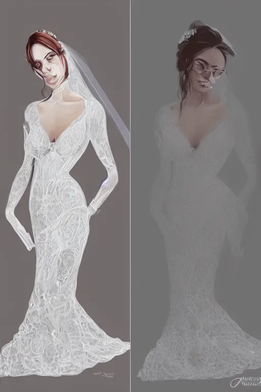 Prompt: Wedding Dress with lace portrait by Artgerm and WLOP