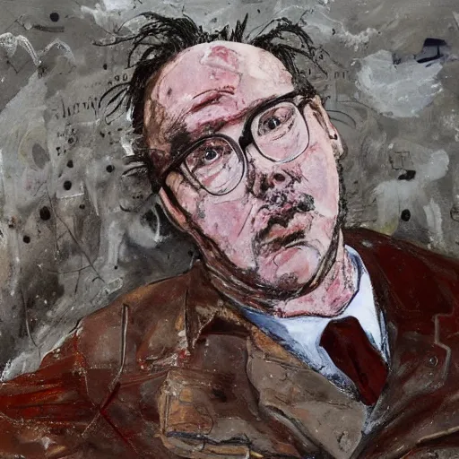 Prompt: vic reeves painted by anselm kiefer