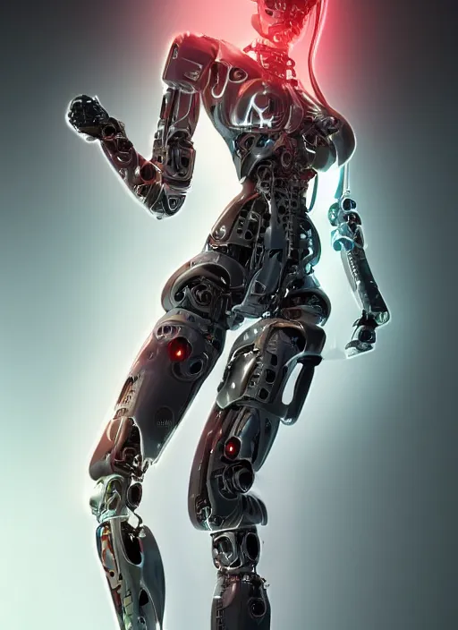 Prompt: photorealistic detailed full body picture of a female cyborg, pretty face with arms and legs, glamour pose, long hair, neon lights, humanoid, extreme, uhdr, book called the most influental cyborg in 2 0 5 0, fine details, highly detailed, intricate, smooth sharp focus, symmetrical features, environmental portrait, realistic render, t - pose