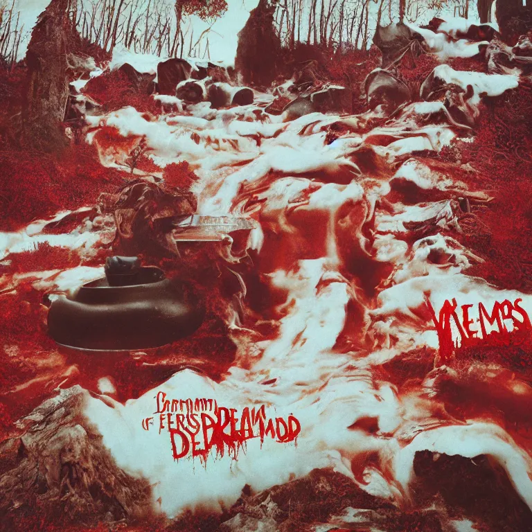 Image similar to dreams of syrup hellscapes, album cover, no text no watermark, film, sharp