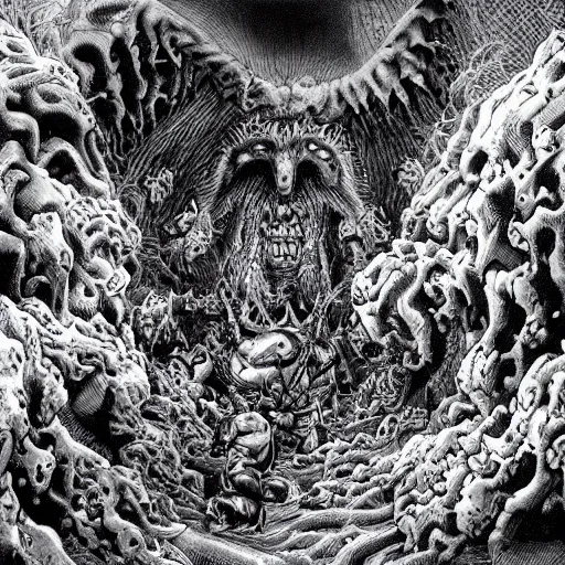 Image similar to the deepest pits of hell by kentaro miura, hyper-detailed masterpiece