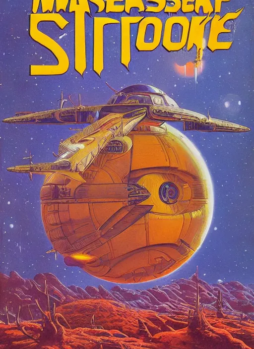 Prompt: masterpiece book cover illustration by the great famous sci - fi artist david hardy.