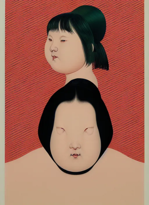 Image similar to portrait cute fat woman by shusei nagaoka kaws, david rudnick, takato yamamoto, airbrush on canvas pastell colors cell shaded 8 k