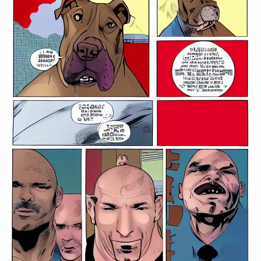 Image similar to a pitbull with a red sox at comic book version