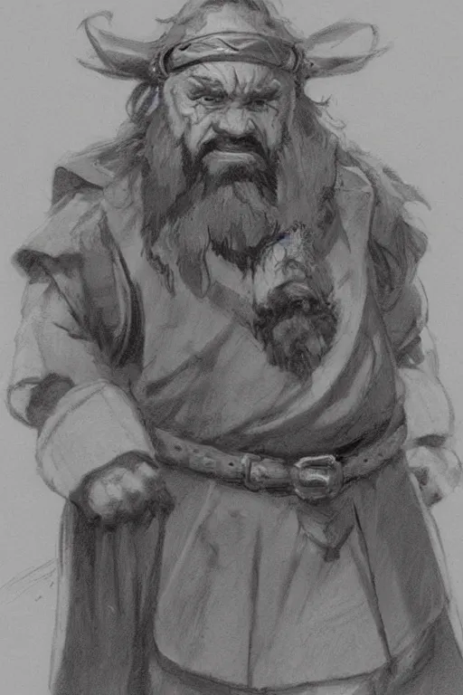 Prompt: Concept art of a dwarf by Even Amundsen, pencil