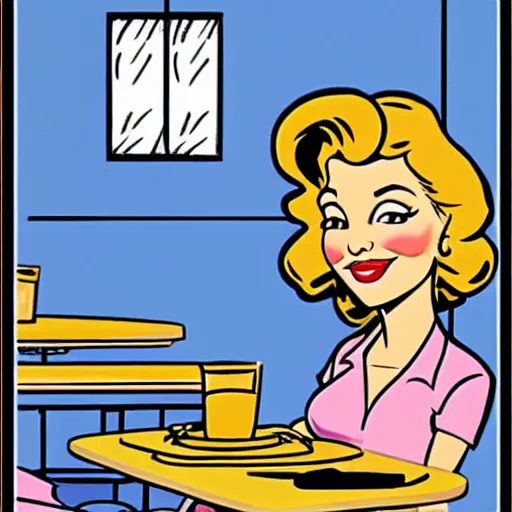 Image similar to sherilynn fenn 5 0 s diner cartoon