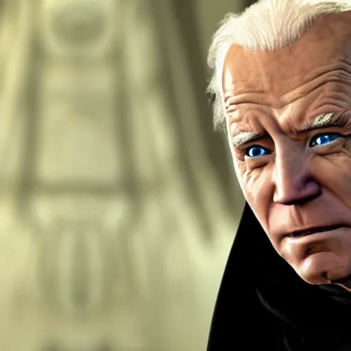 Image similar to Biden as Darth Sidious from Star Wars, film still