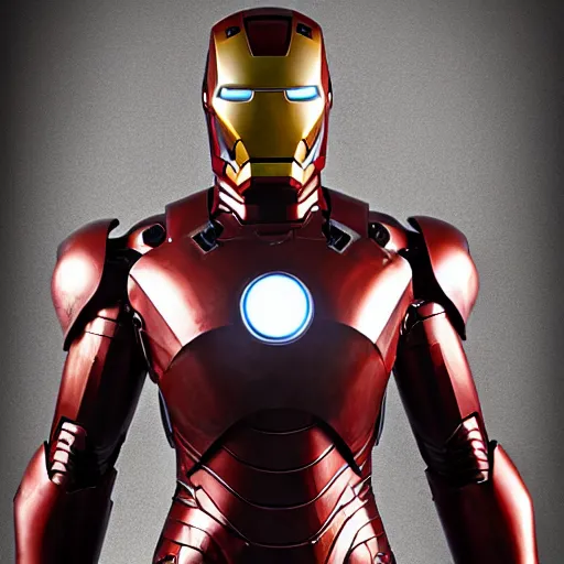 Prompt: ancient rusty medieval iron man suit. studio photography