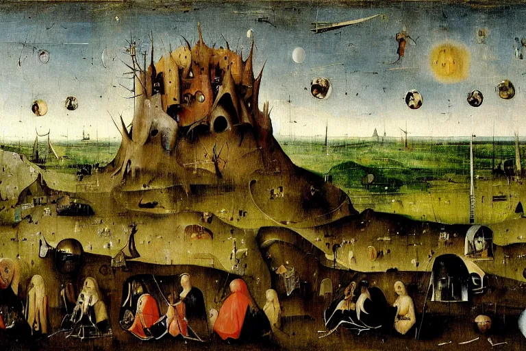 Prompt: elden ring landscape painted by hieronymus bosch