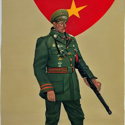 Prompt: a detailed and complex, highly detailed, concept art, soviet propaganda poster depicting a general emu in military uniform. painting by irakli toidze,