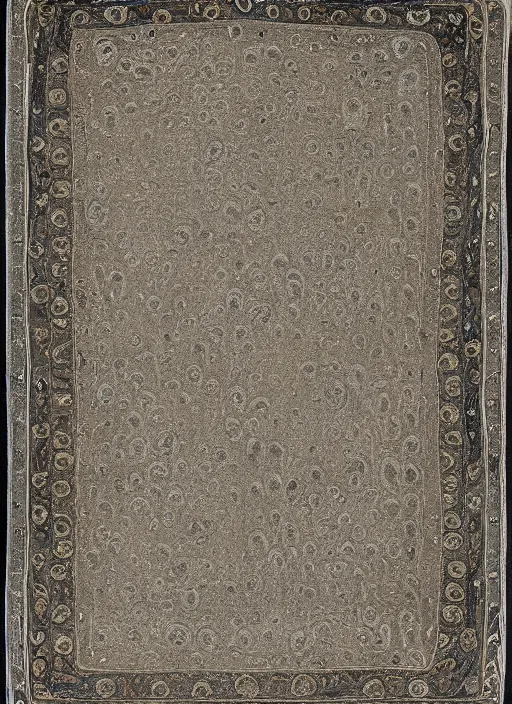 Prompt: Photograph of an eye Dazzler rug, albumen silver print, Smithsonian American Art Museum.