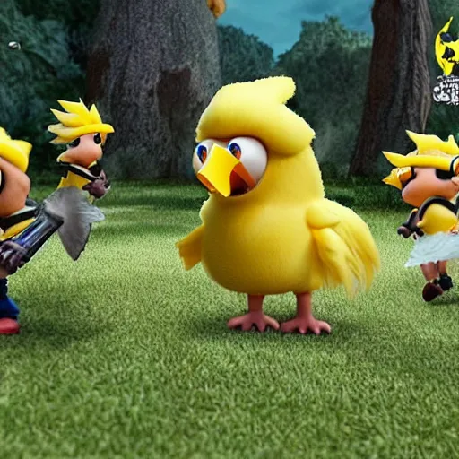 Image similar to link riding an amoured chocobo fighting an army of minions