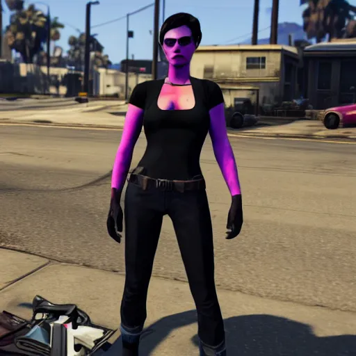 Image similar to widowmaker in gta 5, cover art