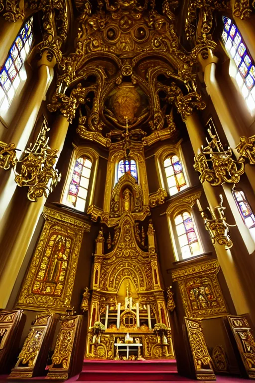 Prompt: photo inside a church, ornate, highly detailed