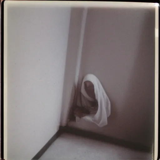 Image similar to ghost in a corner, polaroid picture