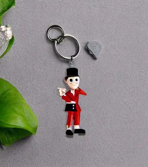 Prompt: realistic keychain of 'Sykes from 1999 Inspector Gadget film'