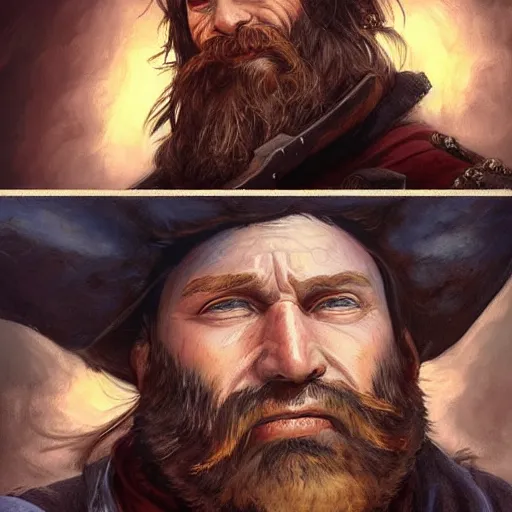 Image similar to bearded gunslinger, painted fantasy character portrait, headshot, fantasy, highly detailed, digital painting, artstation, concept art, sharp focus, illustration, art by the golden age of American illustration archive, simon bisley and frank frazetta, artgerm and greg rutkowski and alphonse mucha