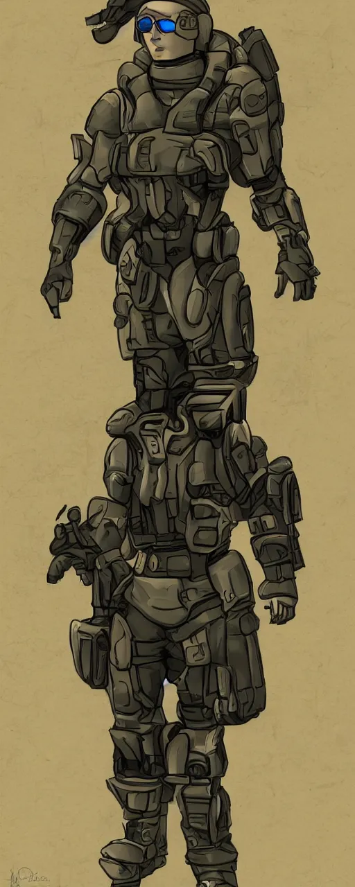 Image similar to scifi soldier in the style of sixmorevodka