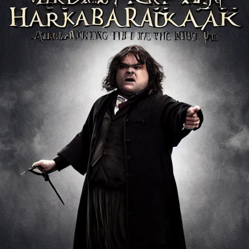 Prompt: jack black azkaban wanted poster, harry potter, movie still, 8 k