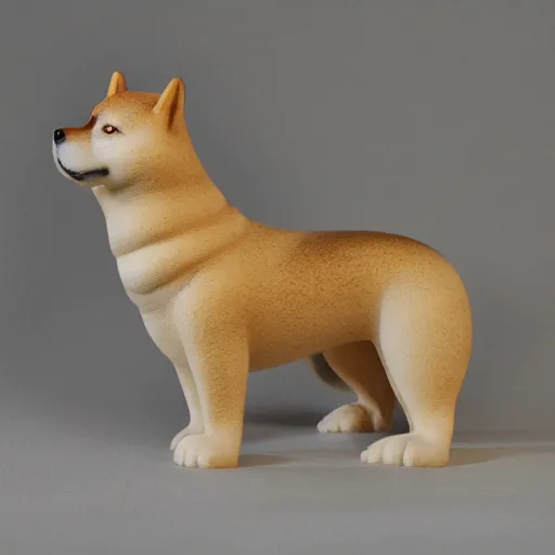 Prompt: a very beautiful intricately shaped organic sculpture carved from steamed buns depicting a shiba inu. studio lighting, high resolution, high quality, dark background