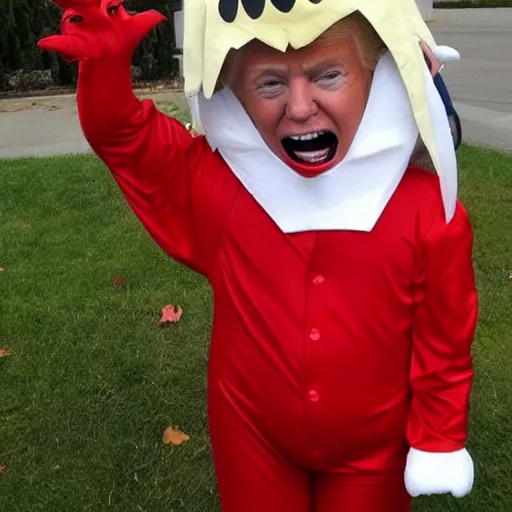 Image similar to donald trump in a child's devil costume