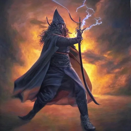 Prompt: A wizard fighting the forces of evil, hyperrealistic, award winning painting