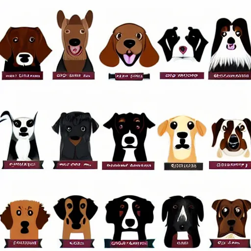 Image similar to set of logos in the form of different breeds of dogs