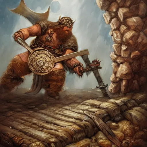 Image similar to viking fighting against a giant by justin gerard, deviantart