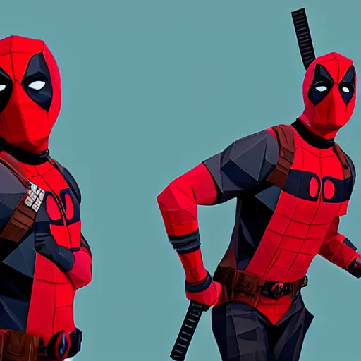 Prompt: the low poly deadpool twins are at a party but no one is dancing, low poly style, video game art, trending on artstation, photograph