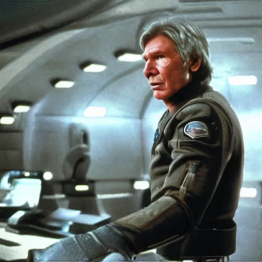 Image similar to A still of Harrison Ford as Commander Adama in Battlestar Galactica (2003)