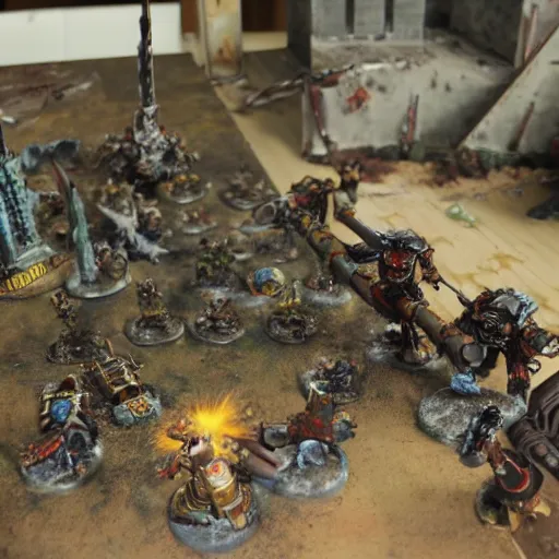 Prompt: horus heresy drop site massacre, painted scene from warhammer