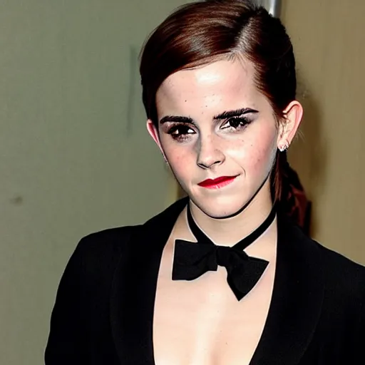Prompt: Emma Watson with an epic moustache, award-winning photo