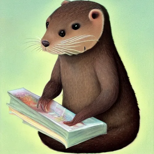 Image similar to an otter abbot reading his book, fantasy concept art by nicoletta ceccoli, mark ryden, lostfish, max fleischer