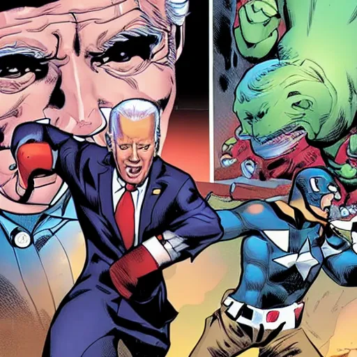 Image similar to Marvel Studio's 'Joe Biden Fights Some Aliens'