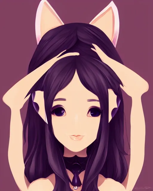 Prompt: catgirl goddess girl with cat ears. Full body portrait, smooth skin, symmetrical face, beautiful body, in the style of Rossdraws, modeling, realistic details