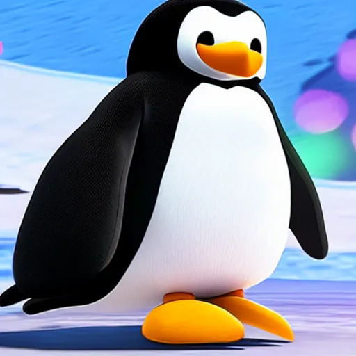 Prompt: Pingu the penguin on Super Smash bros ultimate, Nintendo switch
