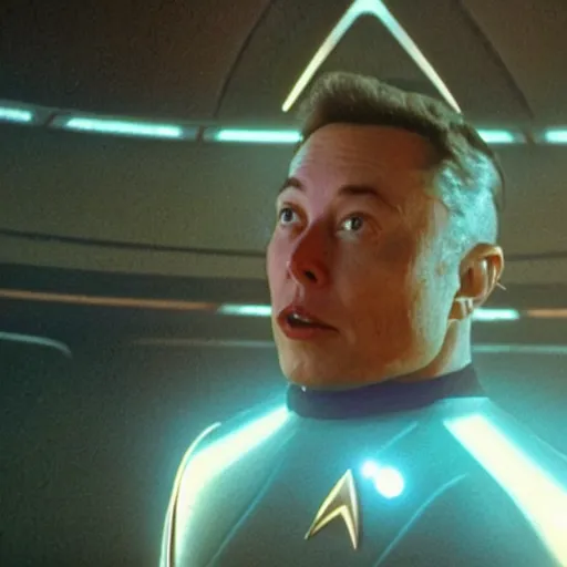 Prompt: A still image of Elon Musk as a Vulcan on Star Trek The Next Generation. 1987.