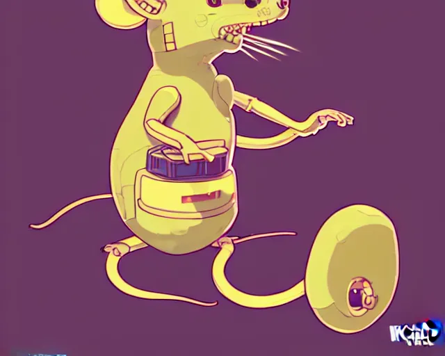 Image similar to a study of cell shaded cartoon of an adorable mechanized mouse with tank treads, illustration, wide shot, subtle colors, post grunge, concept art by josan gonzales and wlop, by james jean, Victo ngai, David Rubín, Mike Mignola, Laurie Greasley, highly detailed, sharp focus, alien, Trending on Artstation, HQ, deviantart, art by artgem